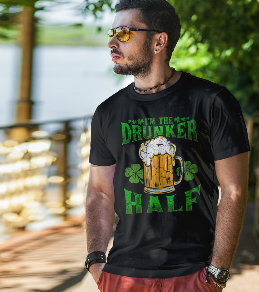 I'm The Drunker Half Beer Mug Shamrocks T-Shirt