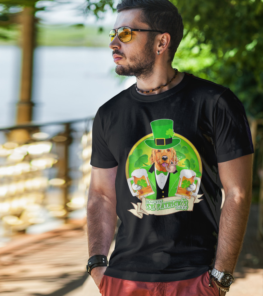 Happy St. Patrick's Day Golden Retriever Beer Fest T-Shirt