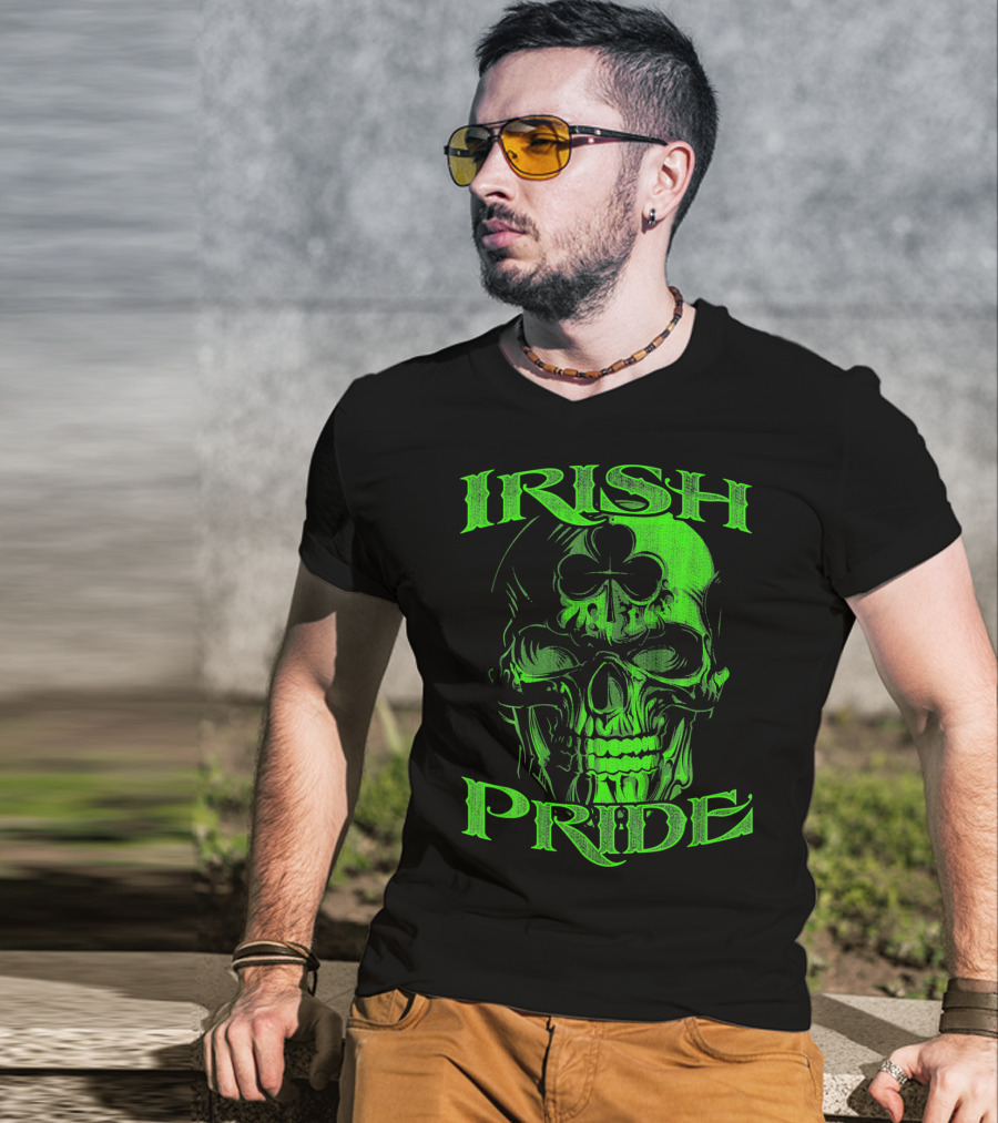 Irish Pride Shamrock Skull T-Shirt