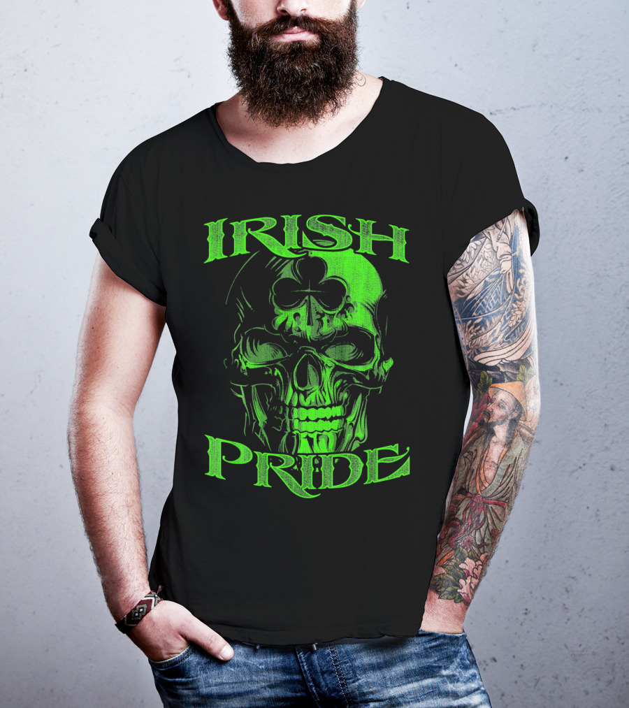 Irish Pride Shamrock Skull T-Shirt
