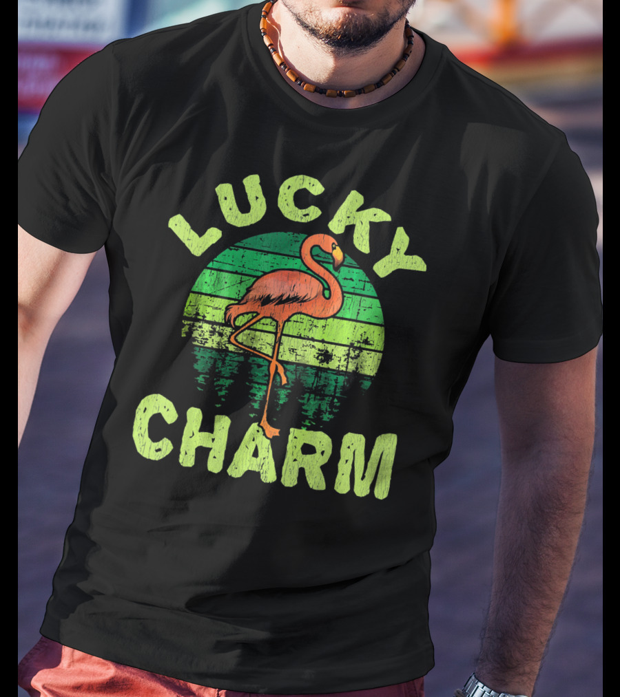 Lucky Charm Flamingo Vintage Bird Lovers T-Shirt