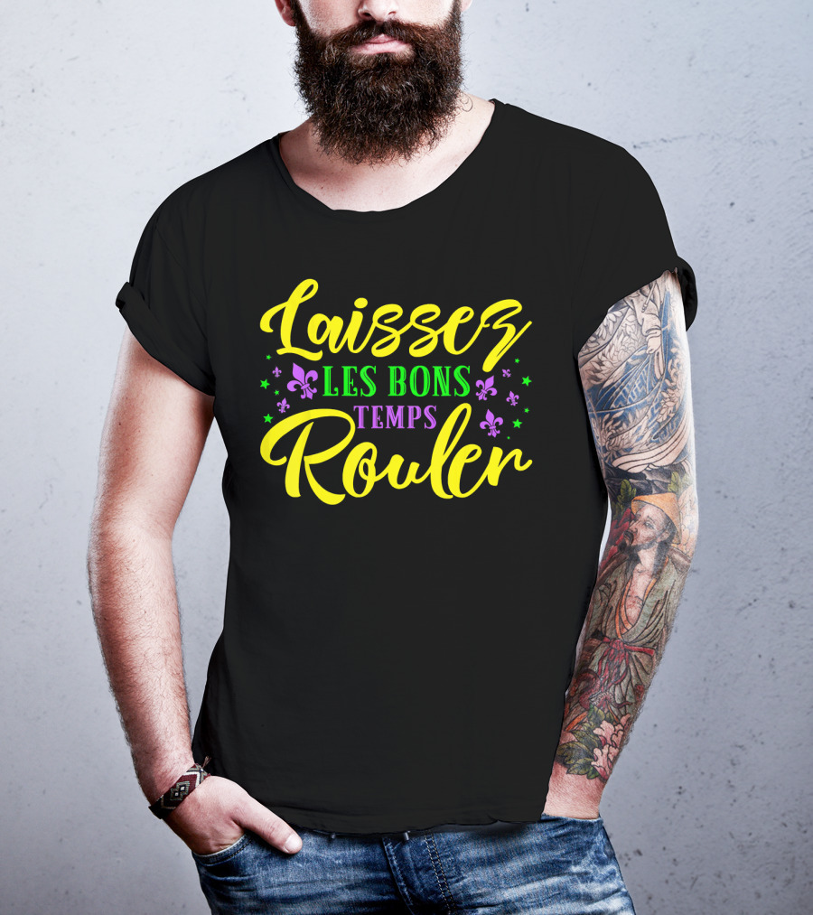 Laissez Les Bons Temps Rouler New Orleans Fleur De Lis Stars T-Shirt
