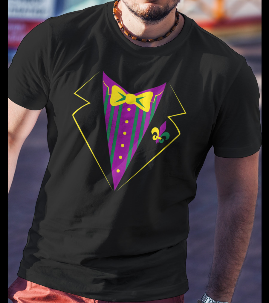 Funny Mardi Gras Tuxedo Party Celebration Fleur-de-lis T-Shirt