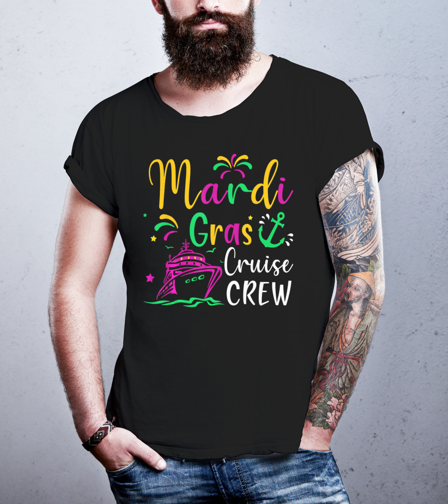 Mardi Gras Cruise Crew Funny Anchor Fireworks Ship T-Shirt