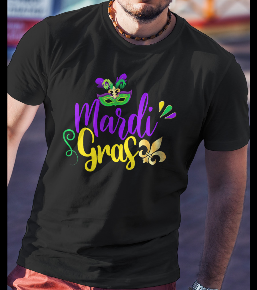 Mardi Gras Fleur-de-Lis Mask New Orleans Louisiana T-Shirt