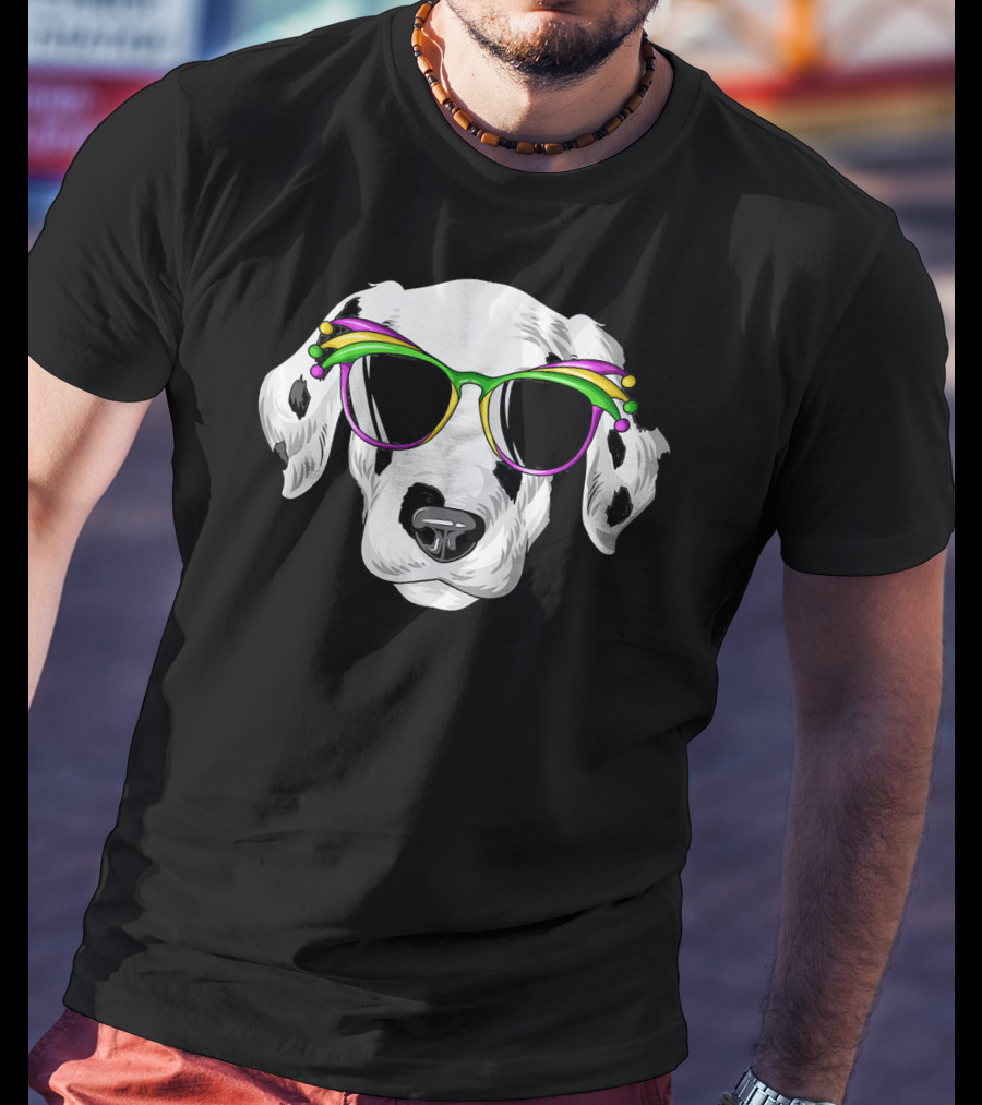 Dalmatian Mardi Gras Carnival Mask Dalma Glasses T-Shirt