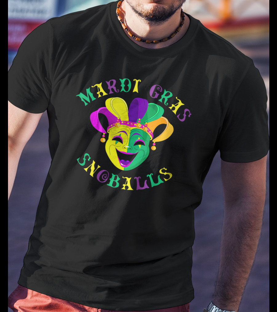 Mardi Gras Snoballs Jester Mask Party Vibes T-Shirt