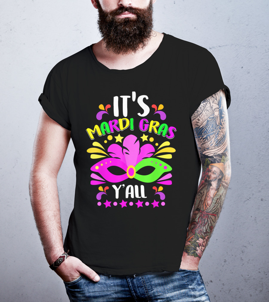 It's Mardi Gras Y'all Mask Stars T-Shirt