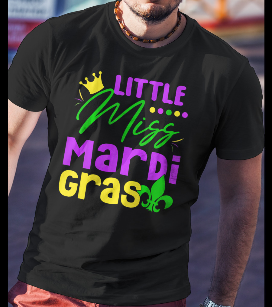 Little Miss Mardi Gras Fleur-de-Lis Crown Carnival T-Shirt