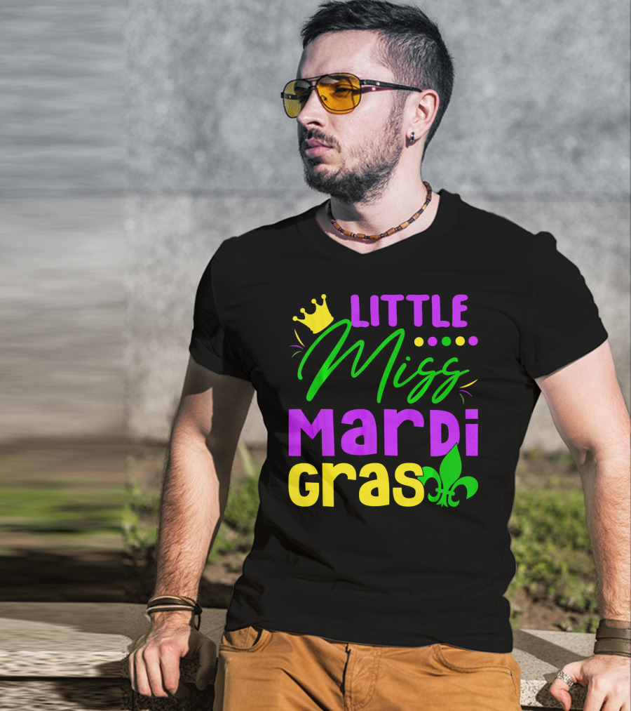 Little Miss Mardi Gras Fleur-de-Lis Crown Carnival T-Shirt