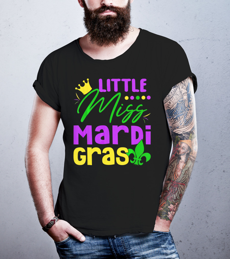 Little Miss Mardi Gras Fleur-de-Lis Crown Carnival T-Shirt
