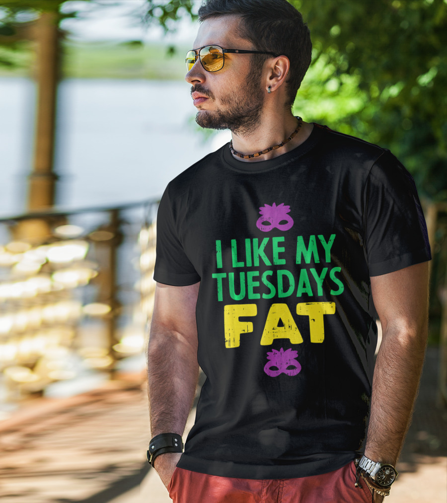 I Like My Tuesdays Fat Mardi Gras Jester Mask T-Shirt