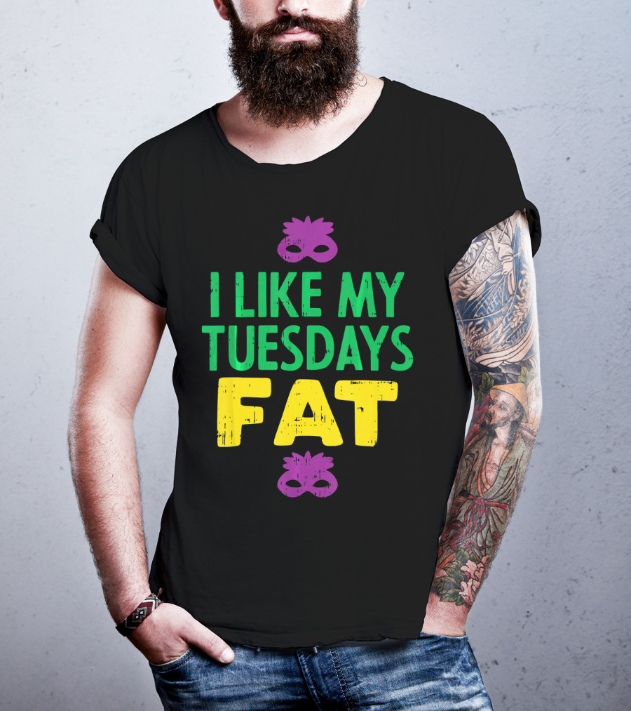 I Like My Tuesdays Fat Mardi Gras Jester Mask T-Shirt