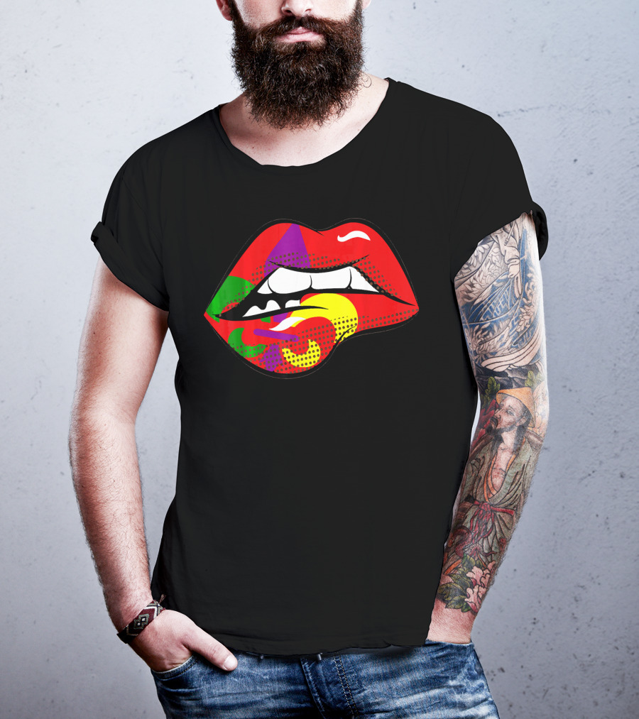 Mardi Gras Fleur De Lis Lips Party Pop T-Shirt