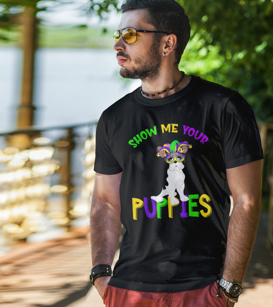 Show Me Your Puppies French Bulldogs Jester Hat T-Shirt