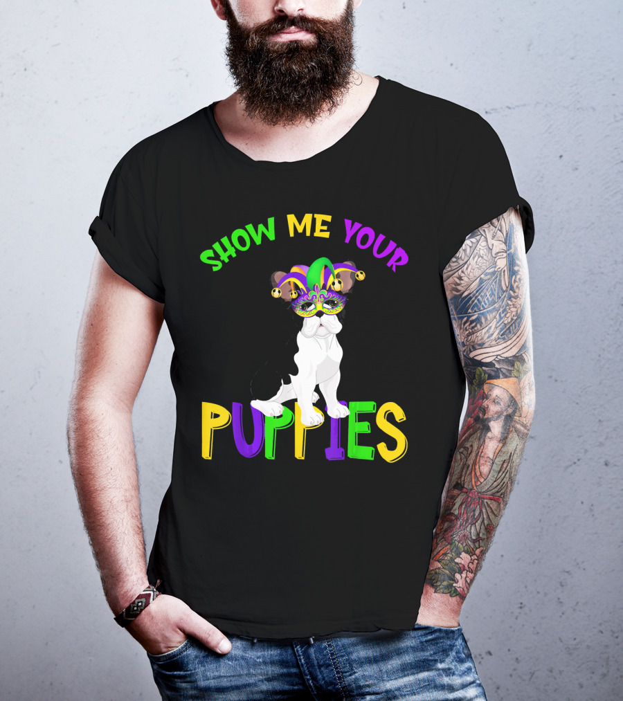 Show Me Your Puppies French Bulldogs Jester Hat T-Shirt