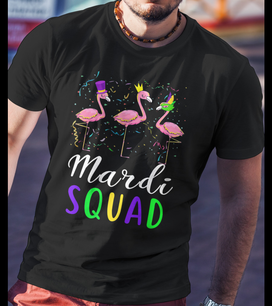 Mardi Gras Flamingo Squad Festival T-Shirt