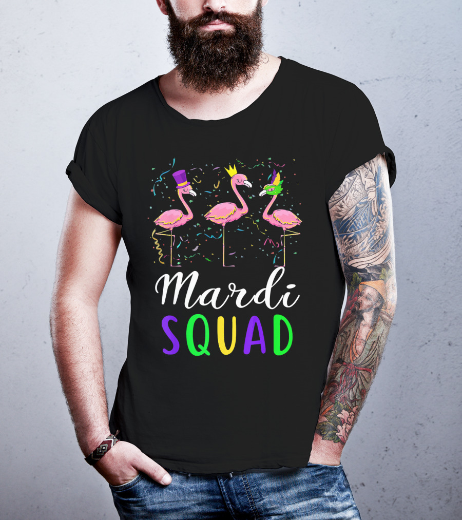 Mardi Gras Flamingo Squad Festival T-Shirt