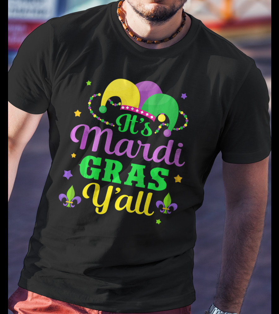 It's Mardi Gras Y'all Jester Hat Fleur-de-lis Stars T-Shirt