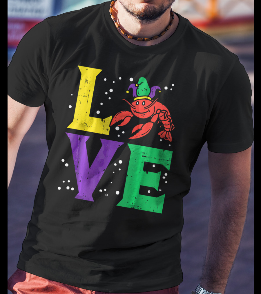 Love Crawfish Jester Hat Mardi Gras T-Shirt