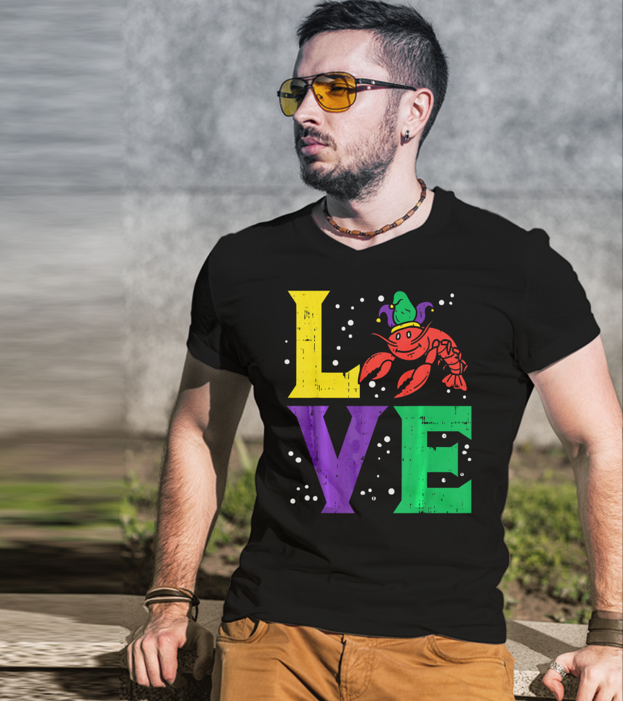 Love Crawfish Jester Hat Mardi Gras T-Shirt