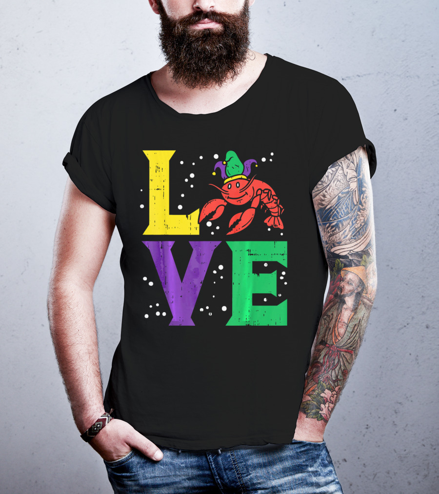 Love Crawfish Jester Hat Mardi Gras T-Shirt
