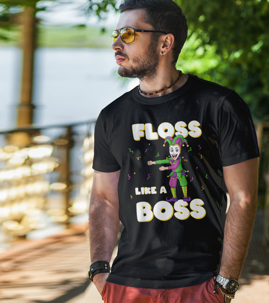 Floss Like A Boss Mardi Gras Joker Floss Jester Festive Dance T-Shirt