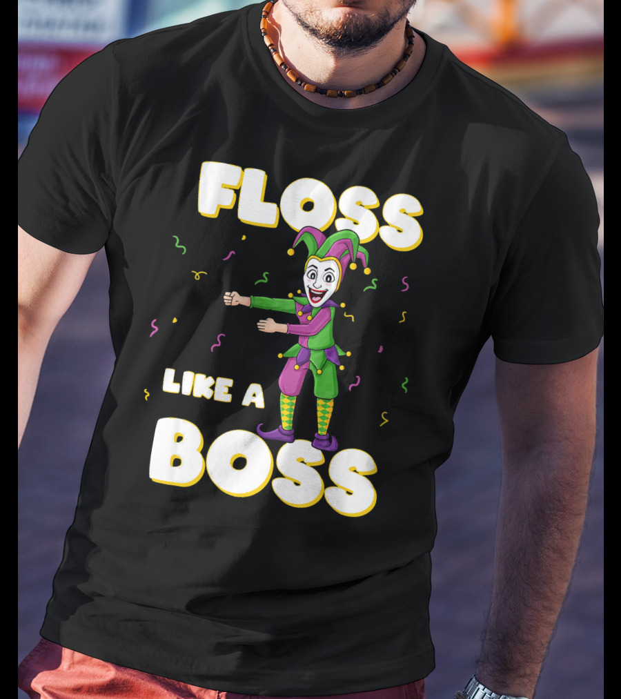 Floss Like A Boss Mardi Gras Joker Floss Jester Festive Dance T-Shirt