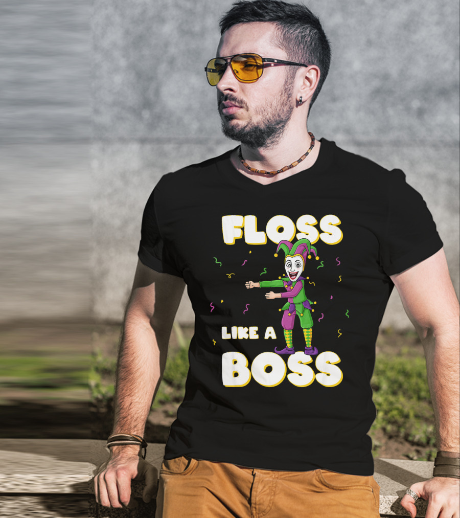 Floss Like A Boss Mardi Gras Joker Floss Jester Festive Dance T-Shirt
