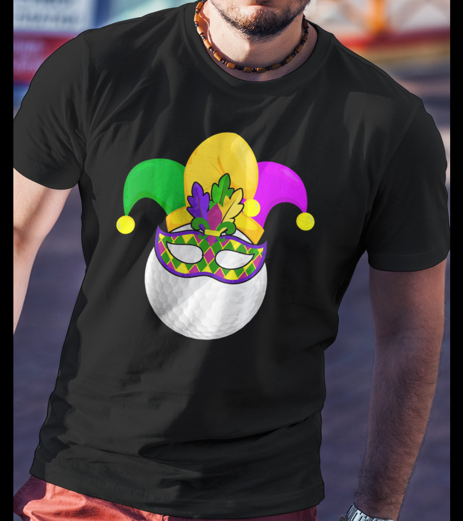 Golf Ball Mardi Gras Jester Hat Carnival Mask T-Shirt