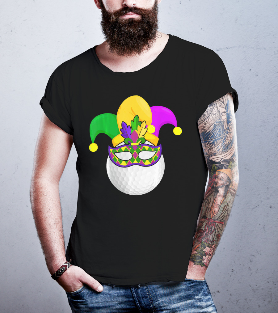 Golf Ball Mardi Gras Jester Hat Carnival Mask T-Shirt
