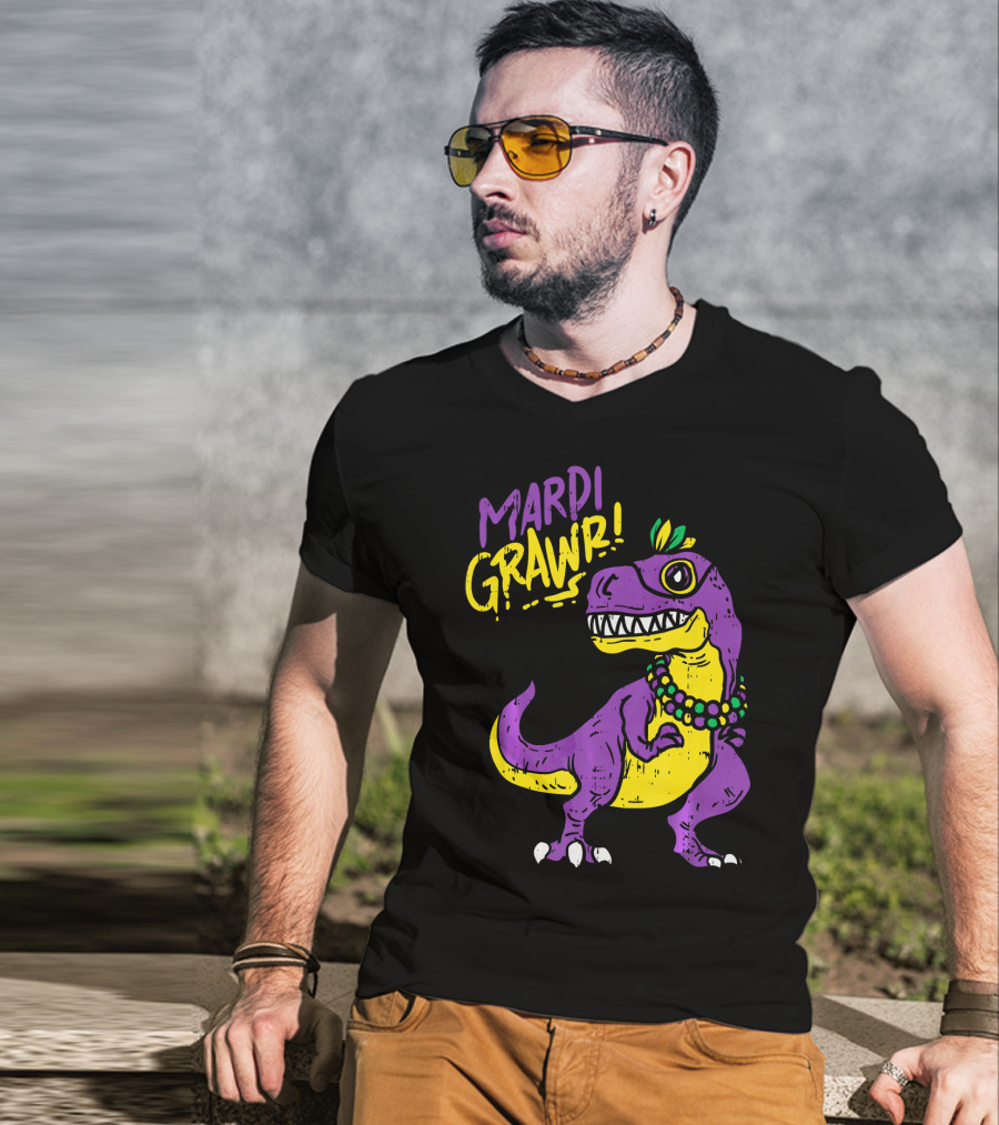 Mardi Grawr Rex Dinosaur Dino Mardi Grawr T-Shirt