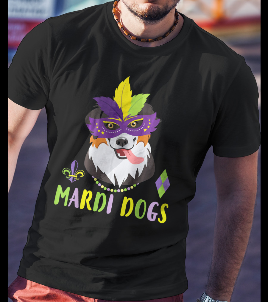 Boder Collie Mardi Gras Mardi Dogs Costume Dance Be T-Shirt