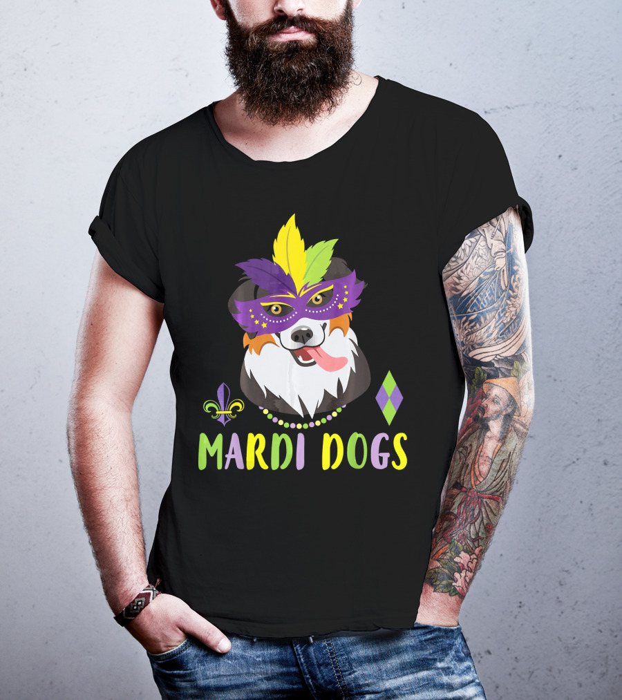 Boder Collie Mardi Gras Mardi Dogs Costume Dance Be T-Shirt