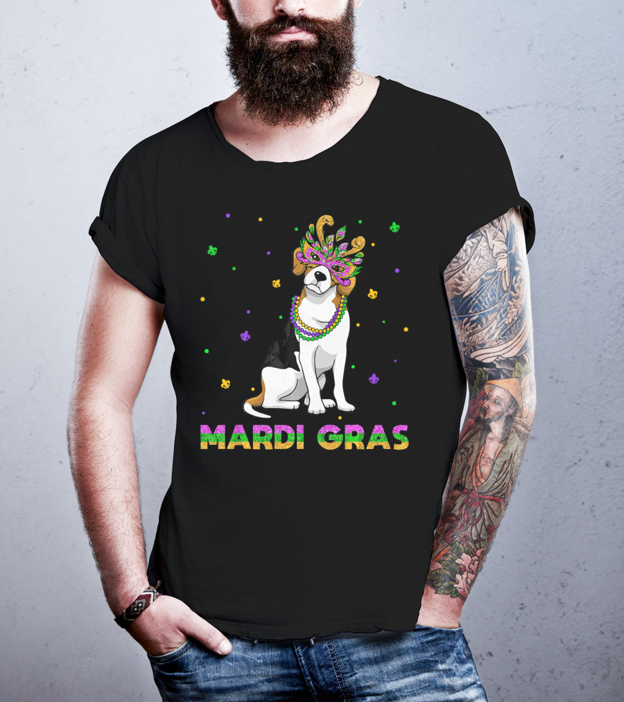 Jack Russell Terrier Mardi Gras Mask Beads Fun T-Shirt