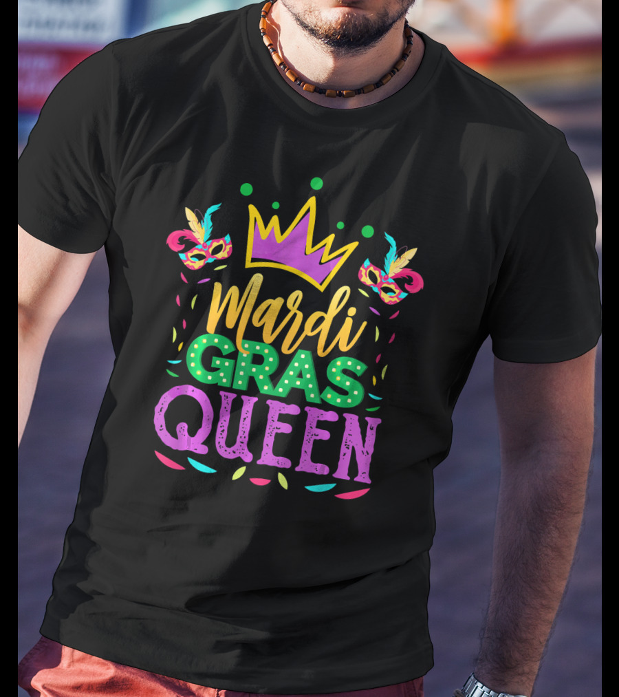Mardi Gras Queen Crown Mask T-Shirt