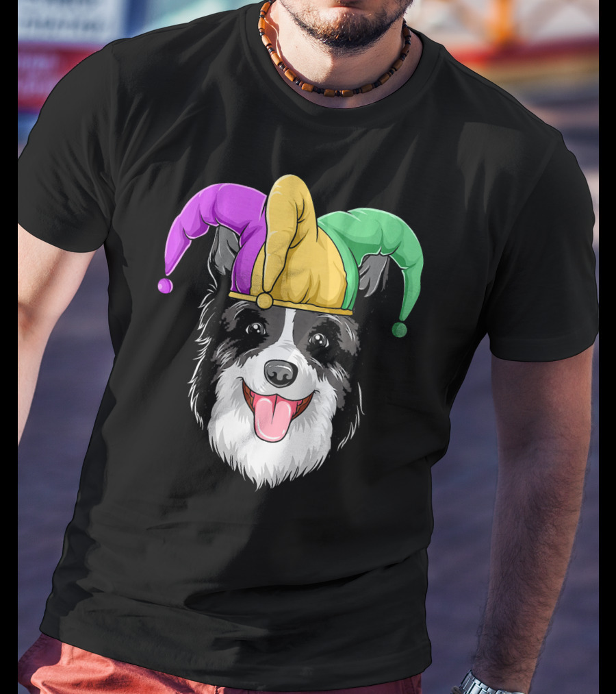 Mardi Gras Jester Hat Collie Carnival T-Shirt