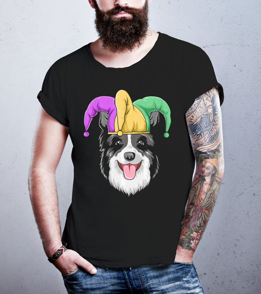 Mardi Gras Jester Hat Collie Carnival T-Shirt