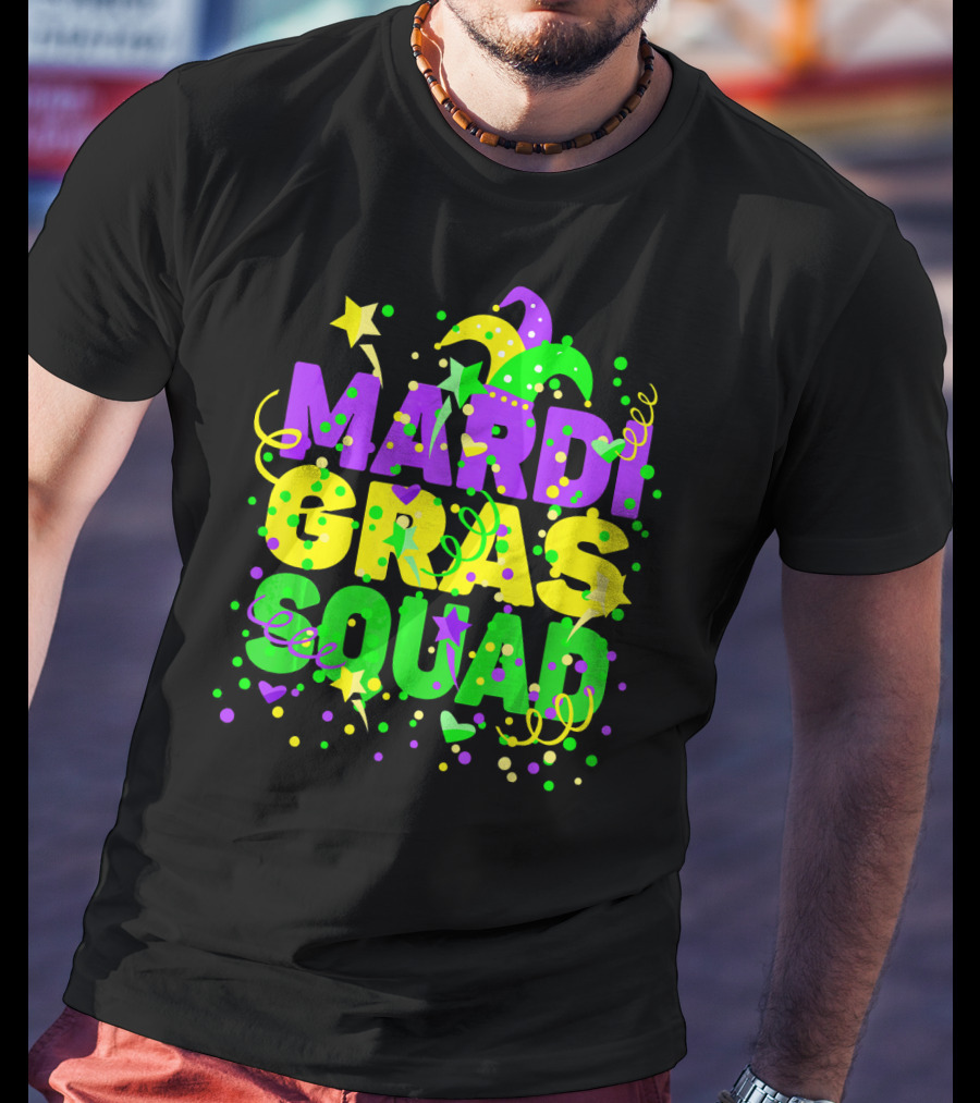 Mardi Gras Squad Stars And Celebration Elements T-Shirt