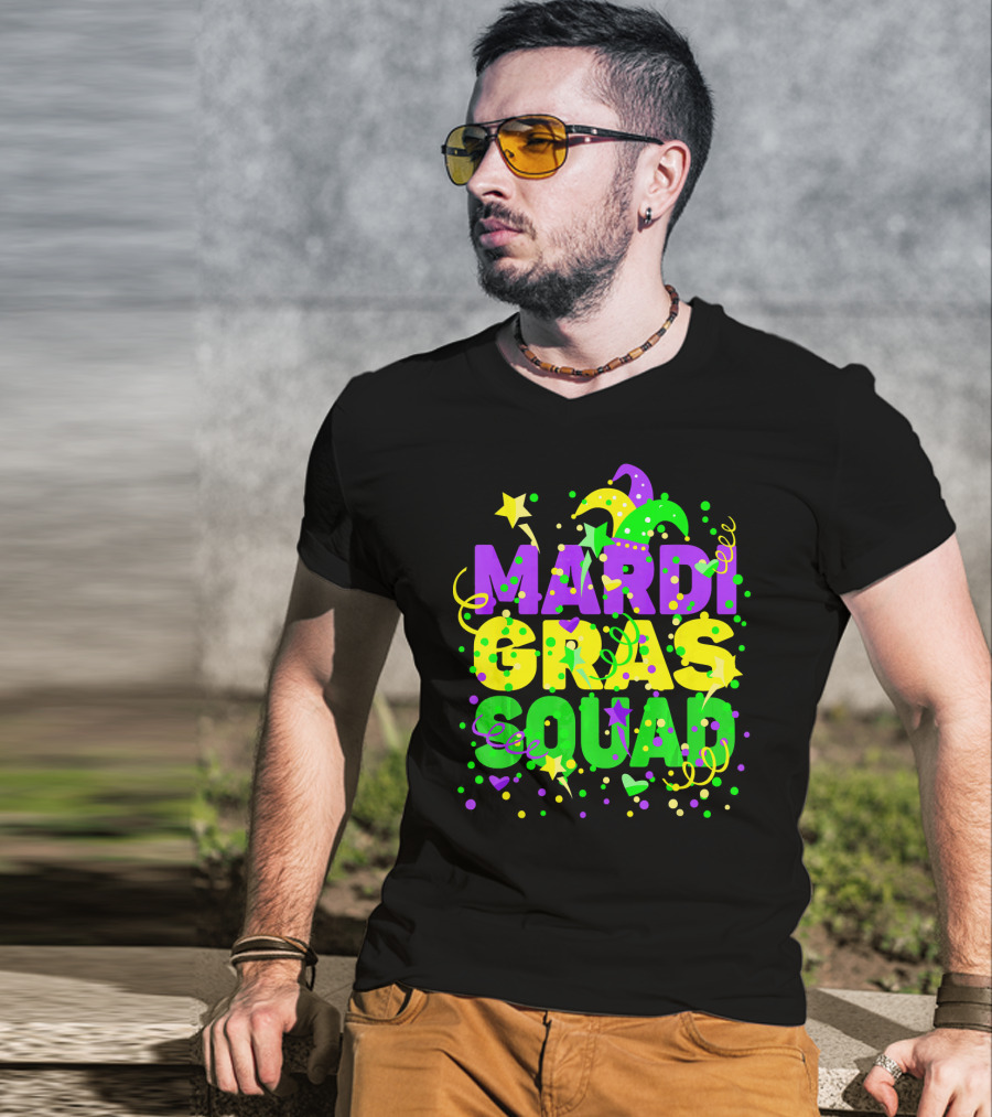 Mardi Gras Squad Stars And Celebration Elements T-Shirt