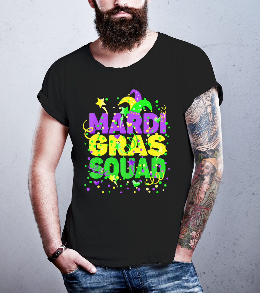 Mardi Gras Squad Stars And Celebration Elements T-Shirt