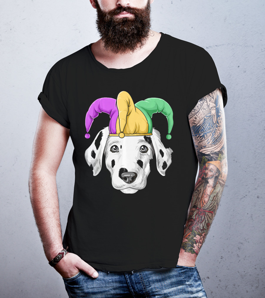 Mardi Gras Dalmatian Jester Hat Carnival Costume T-Shirt