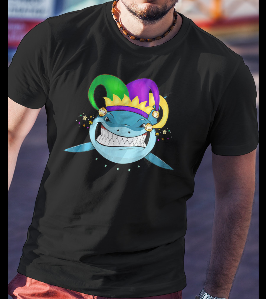 Shark Mardi Gras Jester Hat Festival For Boys And Girls T-Shirt