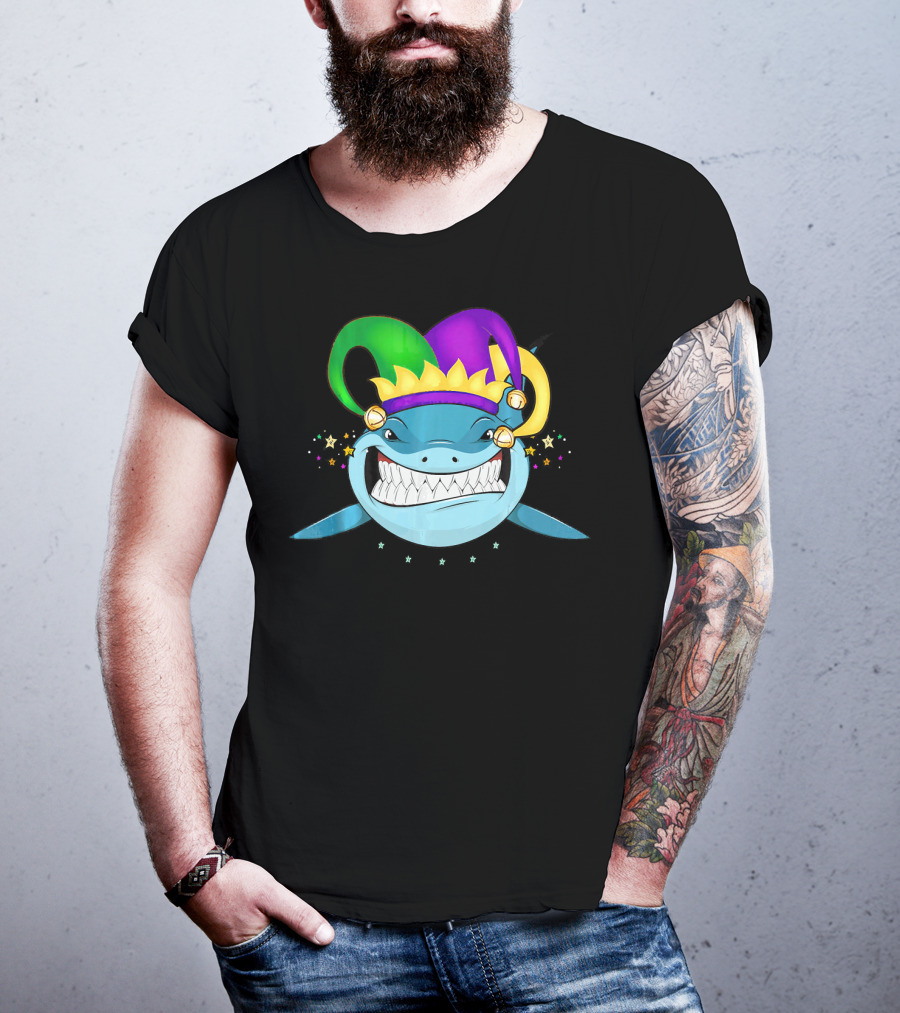 Shark Mardi Gras Jester Hat Festival For Boys And Girls T-Shirt