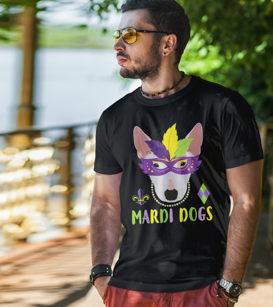 Bull Terrier Mardi Gras Costume Mardi Dogs T-Shirt