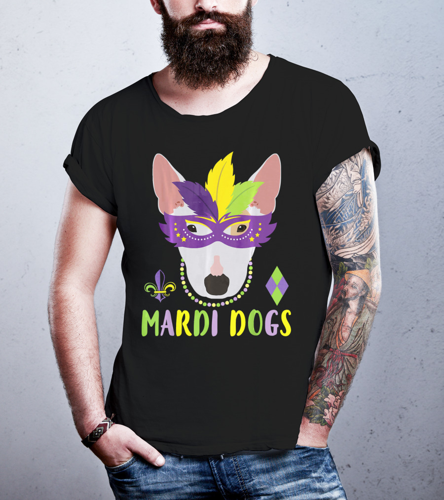 Bull Terrier Mardi Gras Costume Mardi Dogs T-Shirt