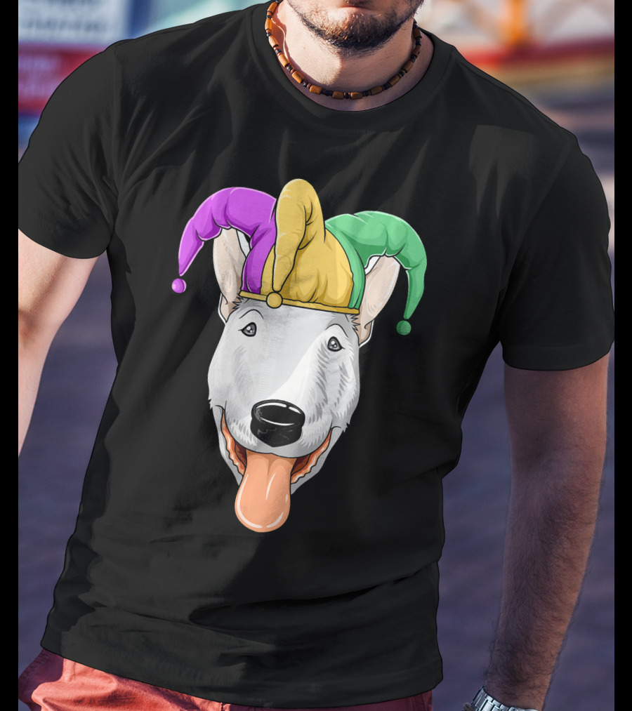 Mardi Gras Bull Terrier Jester Hat Carnival Bul T-Shirt