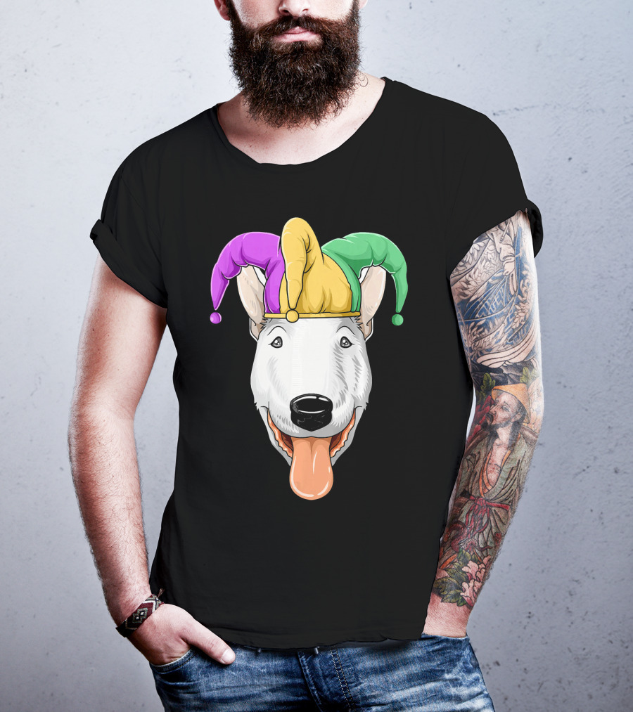 Mardi Gras Bull Terrier Jester Hat Carnival Bul T-Shirt