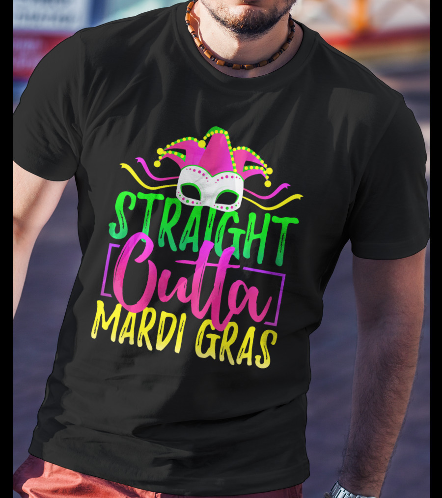Straight Outta Mardi Gras New Orleans Jester Mask T-Shirt