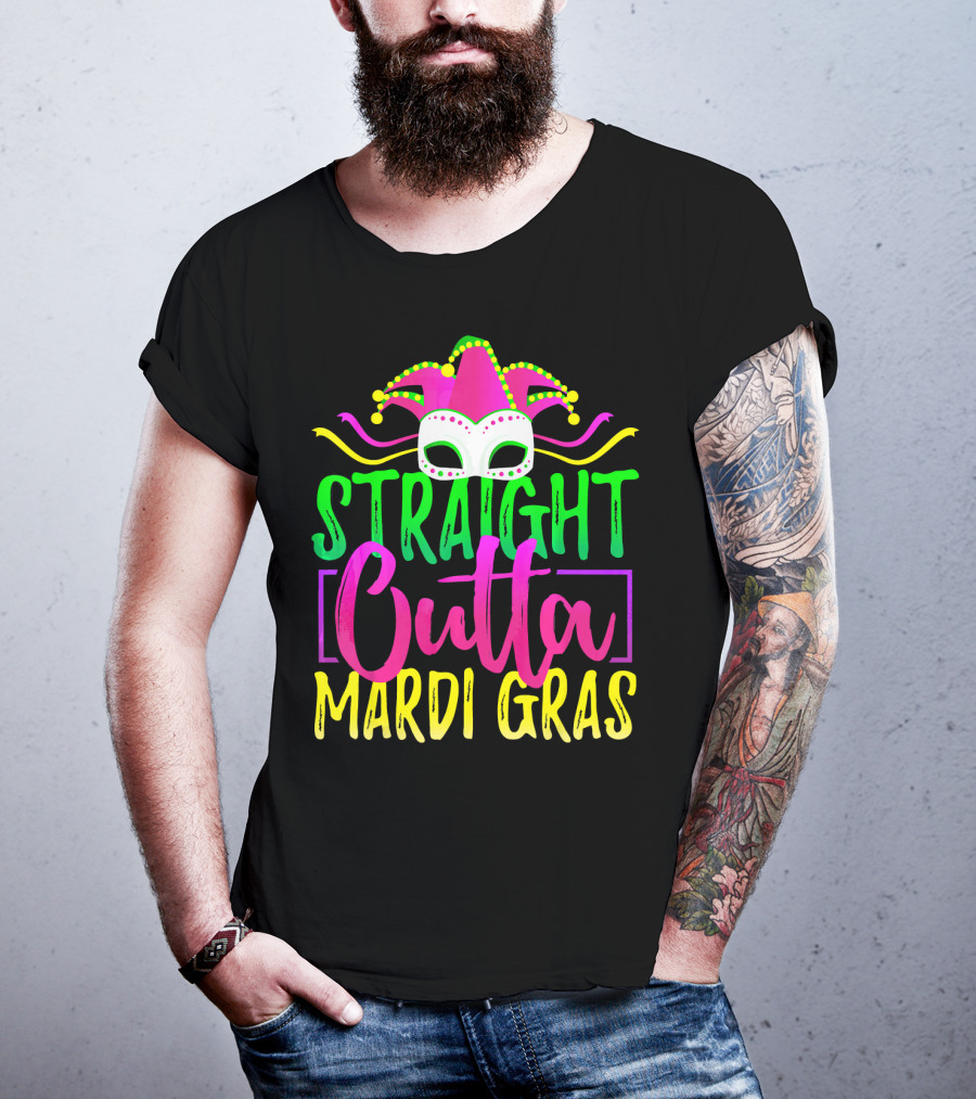 Straight Outta Mardi Gras New Orleans Jester Mask T-Shirt
